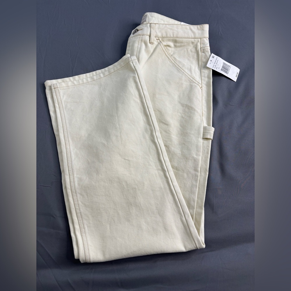 Woman’s NWT Brixton Essex Painter Pants Off White 100% Cotton Canvas Relaxed Fit